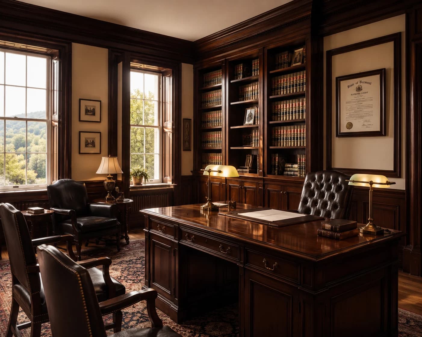 The mahogany-lined offices of Shtisel and Wryt